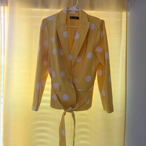 New York & Company Yellow Polka Dot Blazer